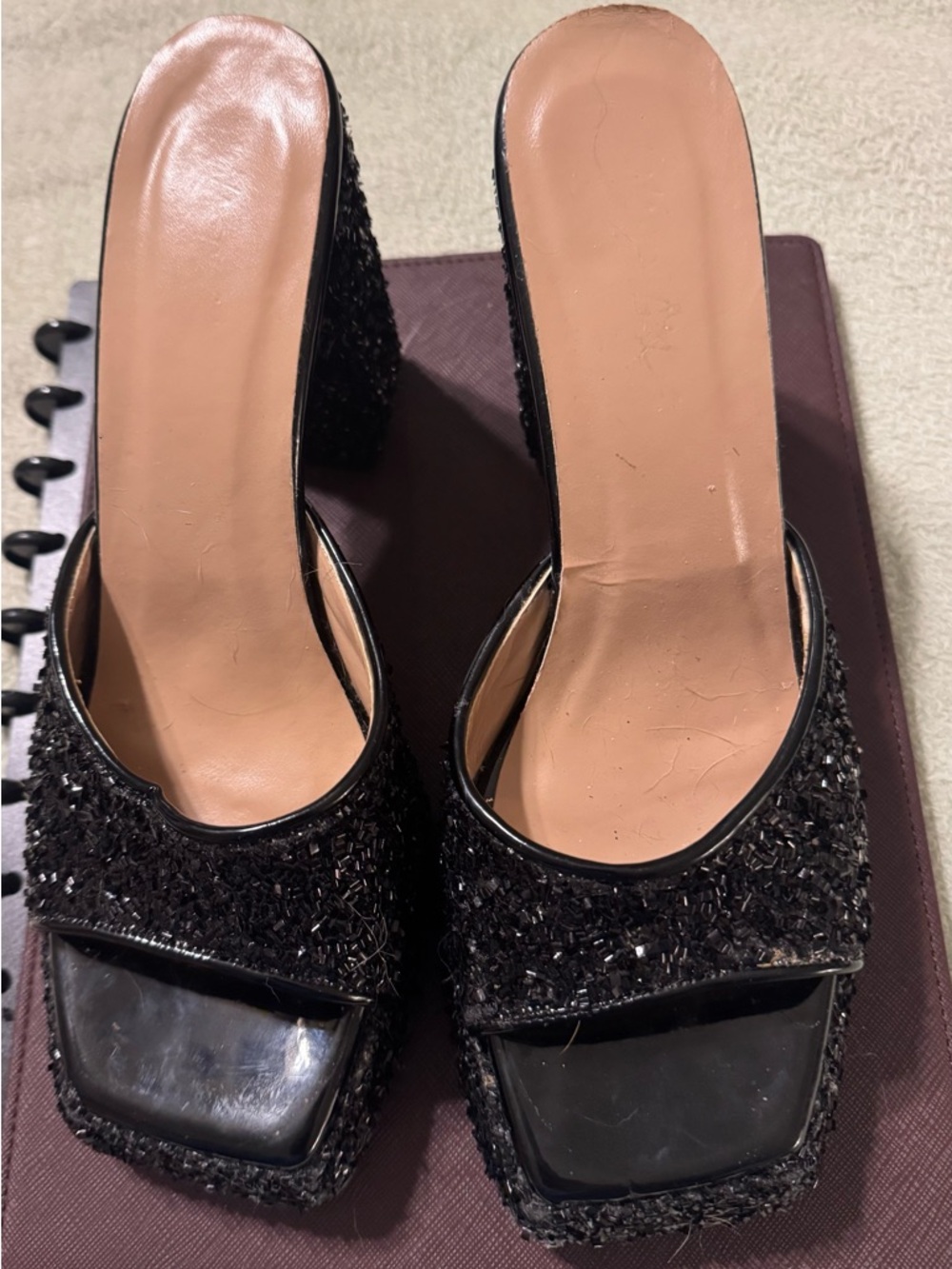 Women’s Black Beaded Platform Dress Shoes